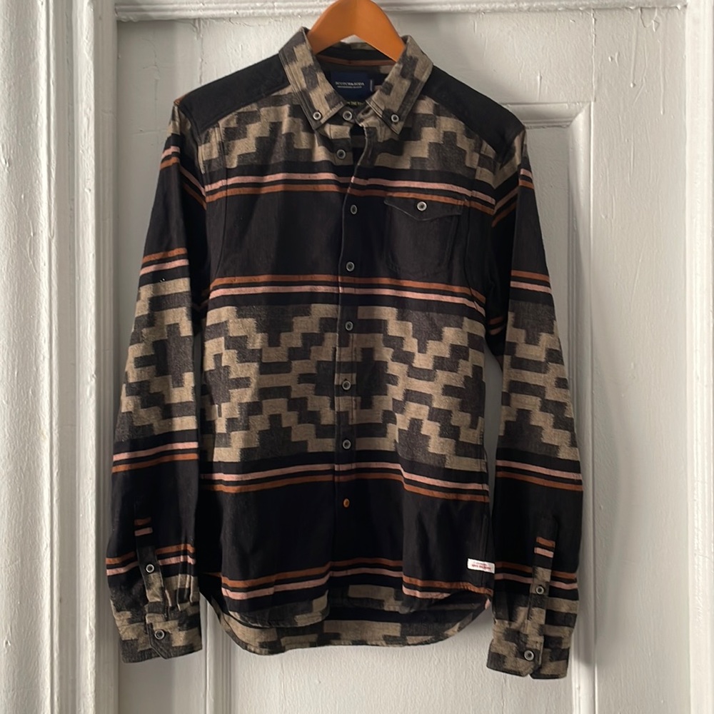 Men’s scotch and soda long sleeve button down casual shirt M